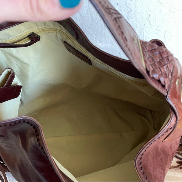 Cole Haan large brown hobo shoulder bag fringe tassel detail - Picture 11 of 14